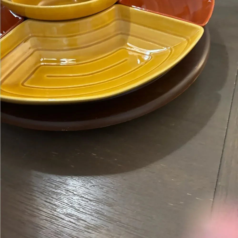 California Pottery Mid Century Modern Chip & Dip Set/ Relish Tray